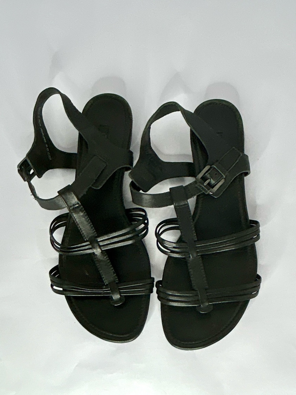 ECCO T-Strap Sandals Women EU 40 Black Leather Comfort Adjustable Buckle